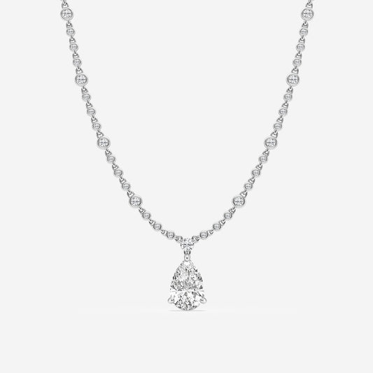Pear Diamond Fashion Necklace in 14K White Gold - 8 CTW | E, VS1 | IGI Certified