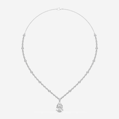 Pear Diamond Fashion Necklace in 14K White Gold - 8 CTW | E, VS1 | IGI Certified