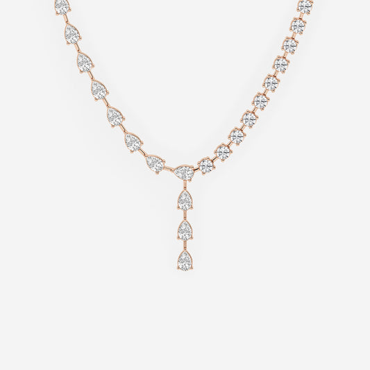 20 ctw Pear Lab Grown Diamond Lariat Necklace    14K Rose Gold, DE, VS1