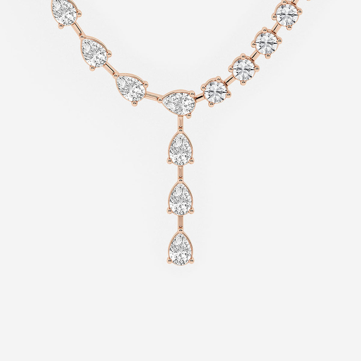 20 ctw Pear Lab Grown Diamond Lariat Necklace    14K Rose Gold, DE, VS1