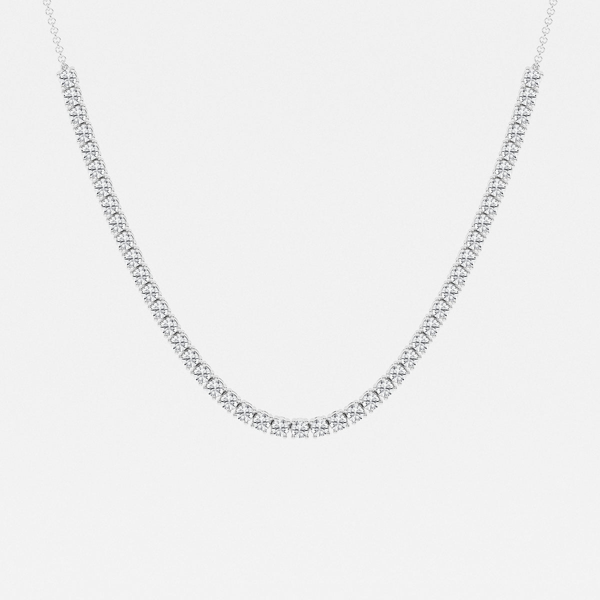 Adjustable Choker Tennis Diamond Necklace in 14K White Gold - 5 CTW | DE, VS1
