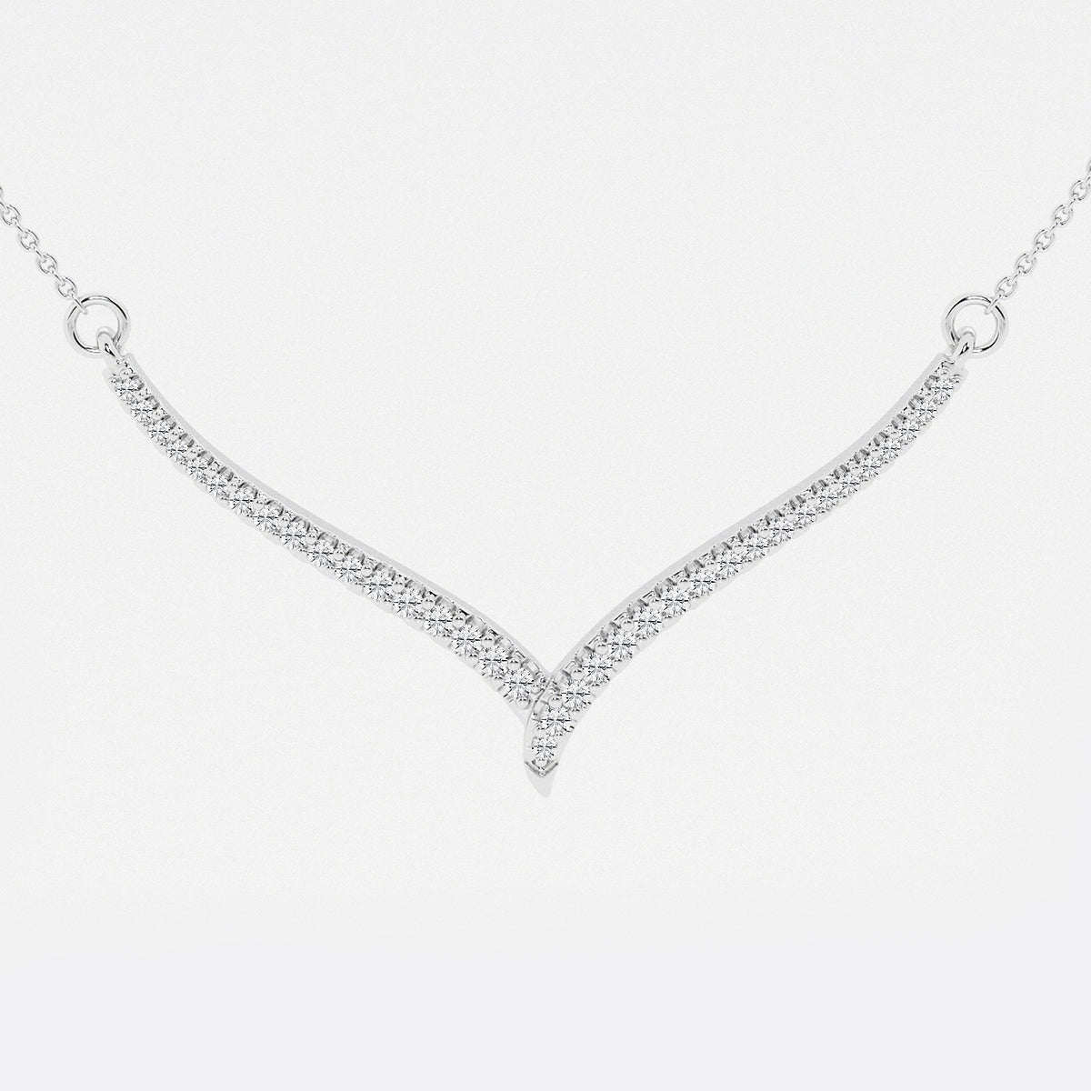 1/6 ctw Round Lab Grown Diamond Petite Chevron Necklace    Platinum, DE, VS1