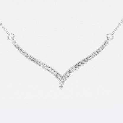 1/6 ctw Round Lab Grown Diamond Petite Chevron Necklace    Platinum, DE, VS1