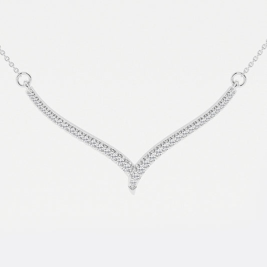 1/6 ctw Round Lab Grown Diamond Petite Chevron Necklace    Platinum, DE, VS1