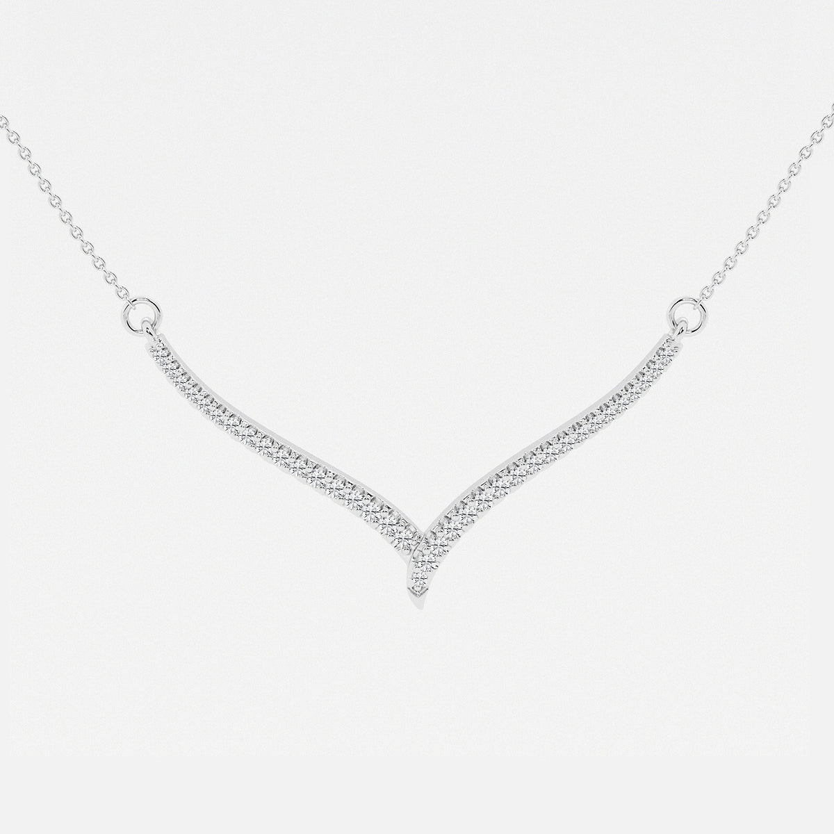 1/6 ctw Round Lab Grown Diamond Petite Chevron Necklace    Platinum, DE, VS1