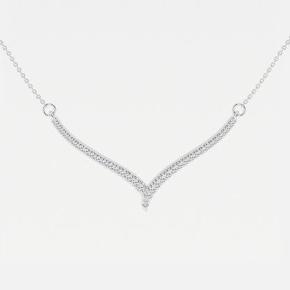 1/6 ctw Round Lab Grown Diamond Petite Chevron Necklace    Platinum, DE, VS1