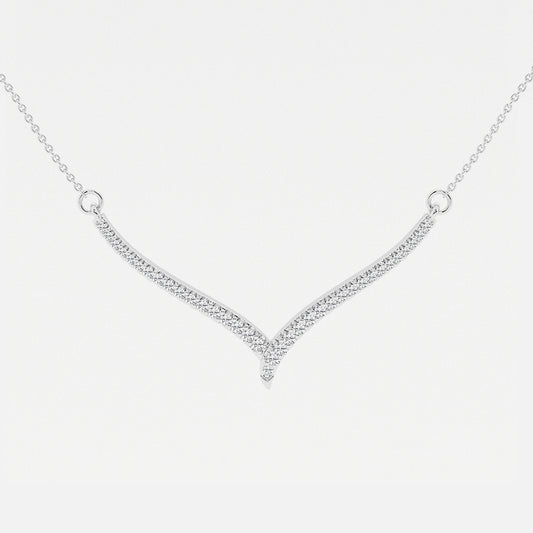 1/6 ctw Round Lab Grown Diamond Petite Chevron Necklace    Platinum, DE, VS1