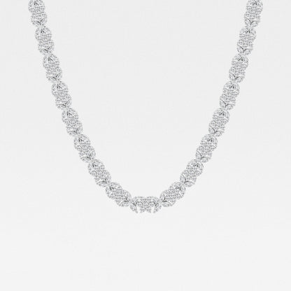 20 ctw Marquise Lab Grown Diamond Floral Tennis Necklace    14K White Gold, DE, VS1