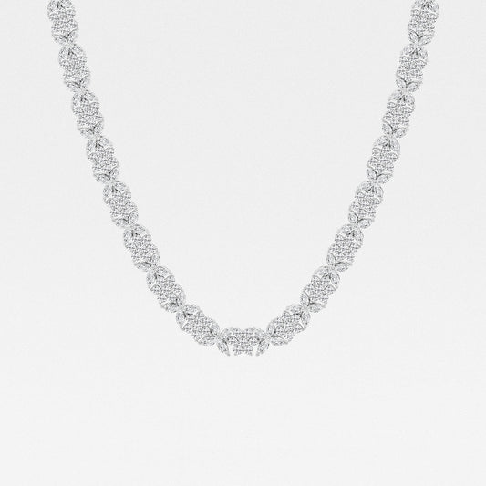 20 ctw Marquise Lab Grown Diamond Floral Tennis Necklace    14K White Gold, DE, VS1