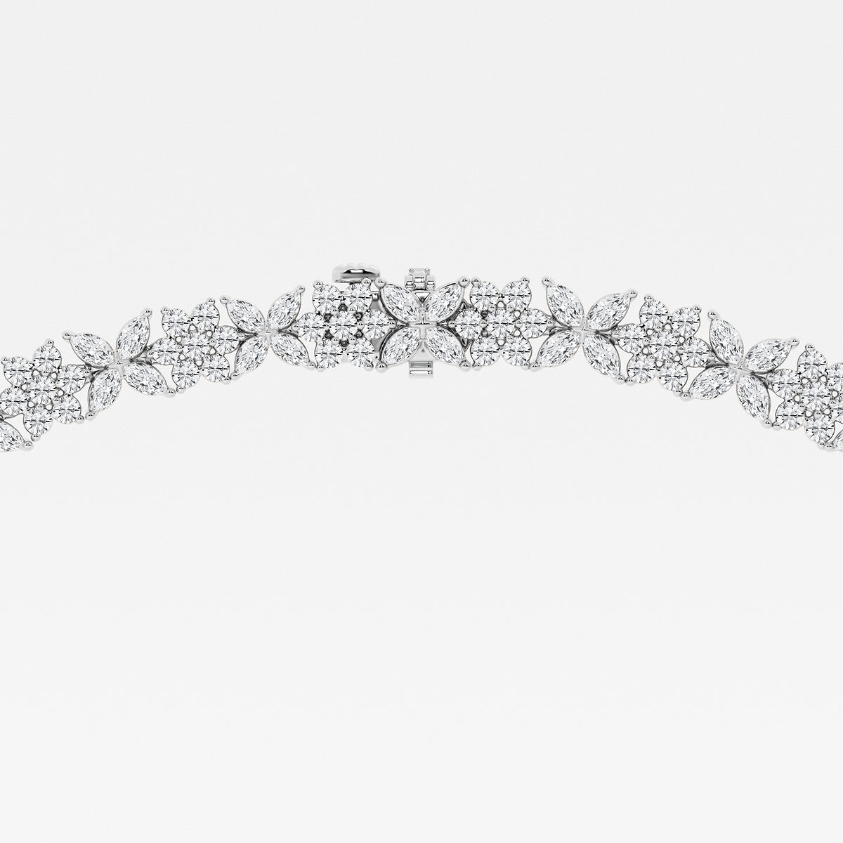20 ctw Marquise Lab Grown Diamond Floral Tennis Necklace    14K White Gold, DE, VS1