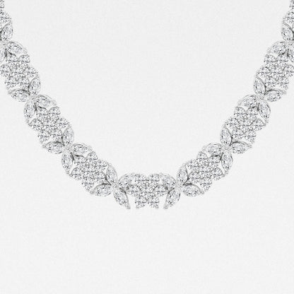 20 ctw Marquise Lab Grown Diamond Floral Tennis Necklace    14K White Gold, DE, VS1