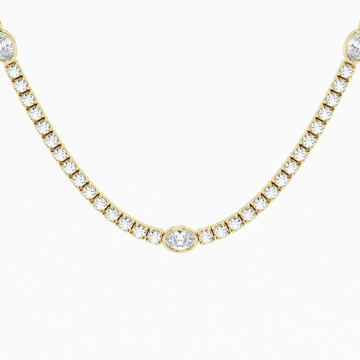 näas Empowering Oval Diamond Station Tennis Necklace