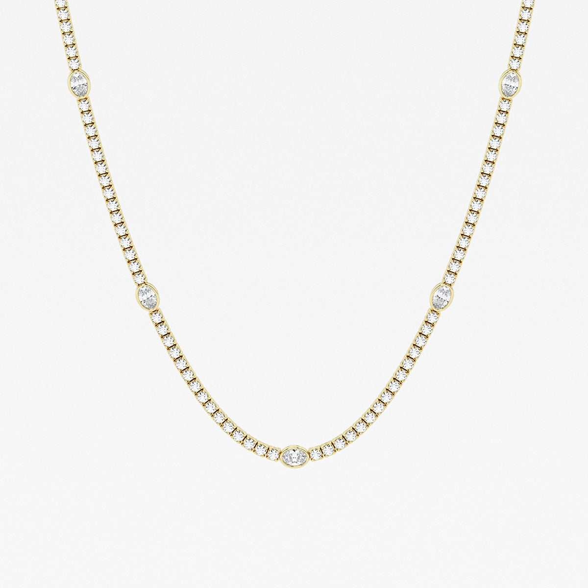 näas Empowering Oval Diamond Station Tennis Necklace