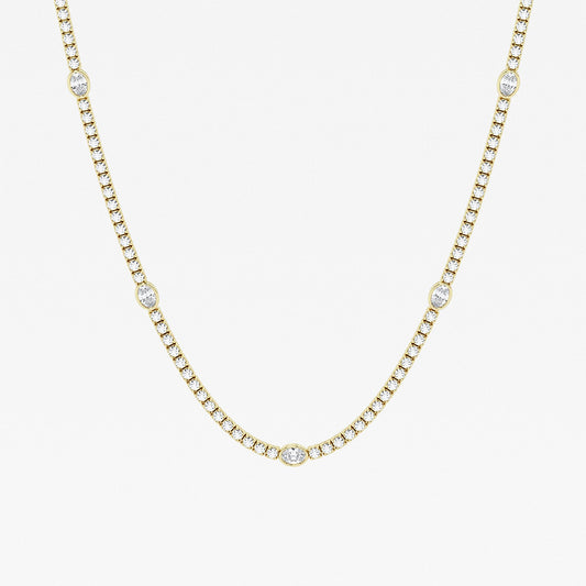 näas Empowering Oval Diamond Station Tennis Necklace