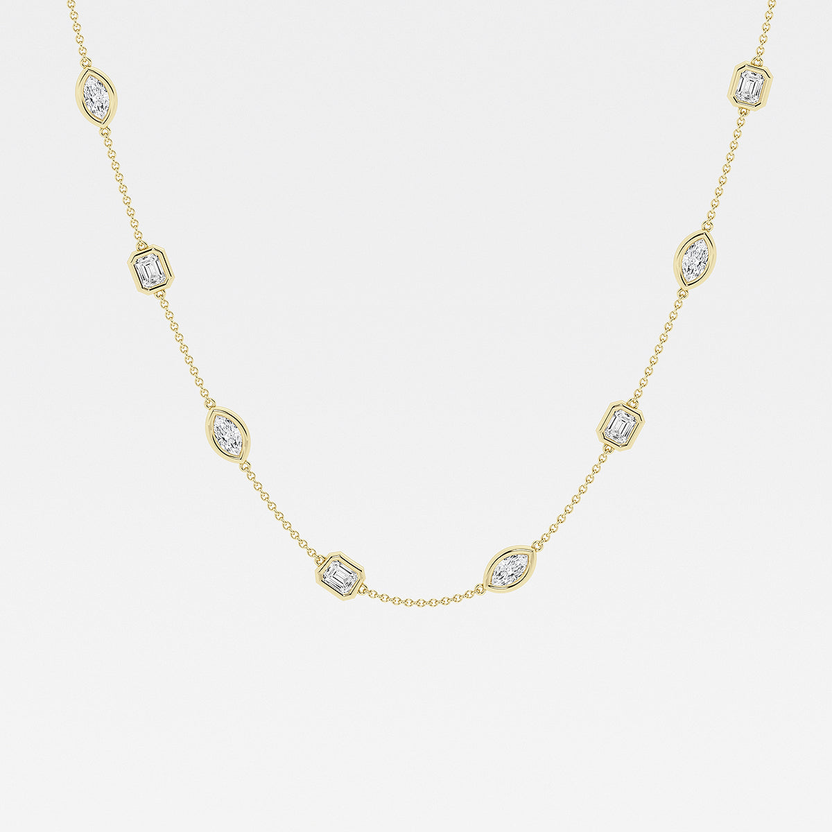 Marquise & Emerald Diamond Station Necklace