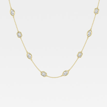 Marquise & Emerald Diamond Station Necklace