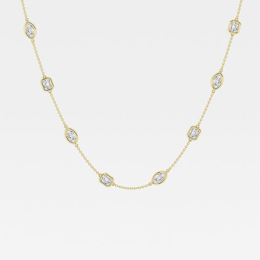 Marquise & Emerald Diamond Station Necklace