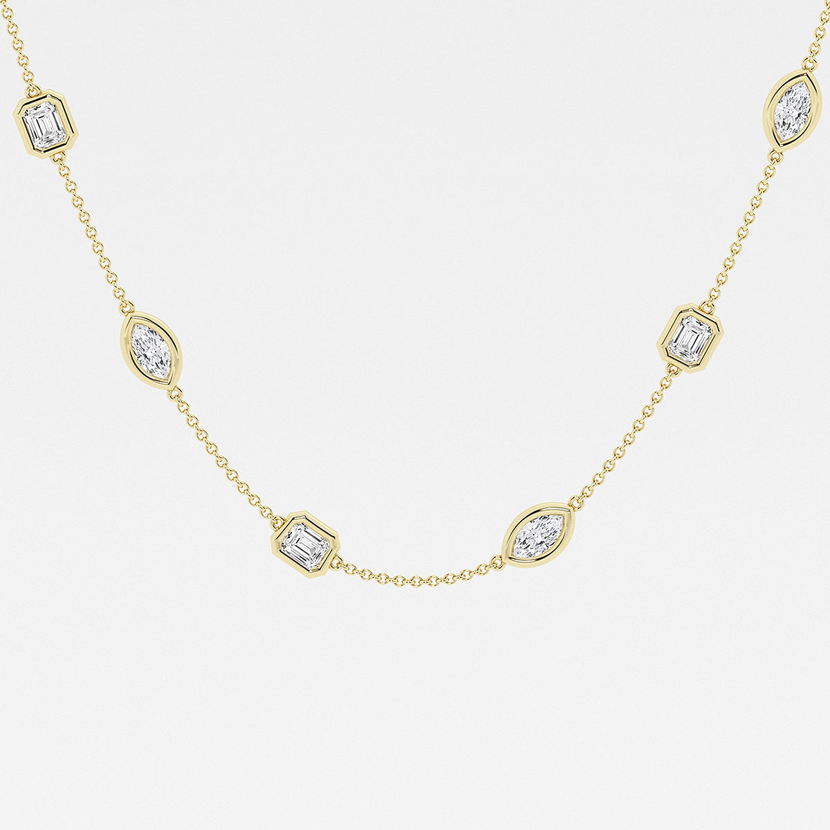 Marquise & Emerald Diamond Station Necklace