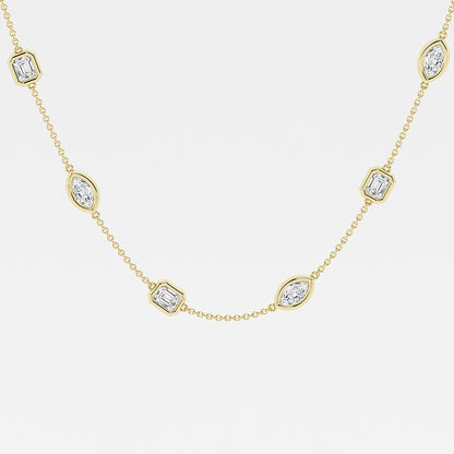 Marquise & Emerald Diamond Station Necklace