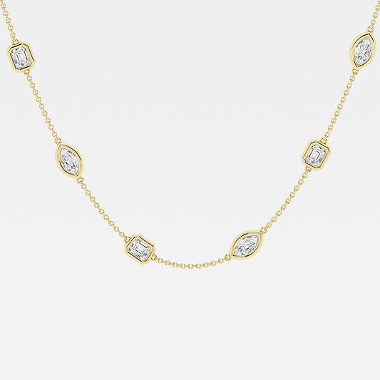 Marquise & Emerald Diamond Station Necklace
