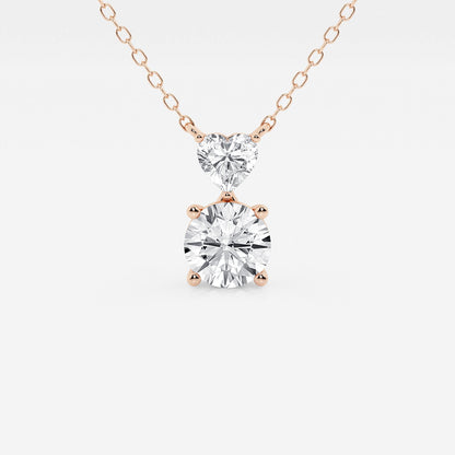 Toi Et Moi Heart & Round Diamond Pendant in 14K Rose Gold - 1.33 CTW | E, VS1