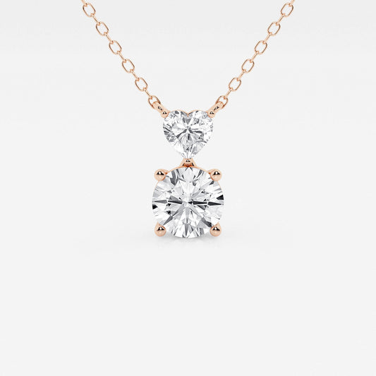Toi Et Moi Heart & Round Diamond Pendant in 14K Rose Gold - 1.33 CTW | E, VS1