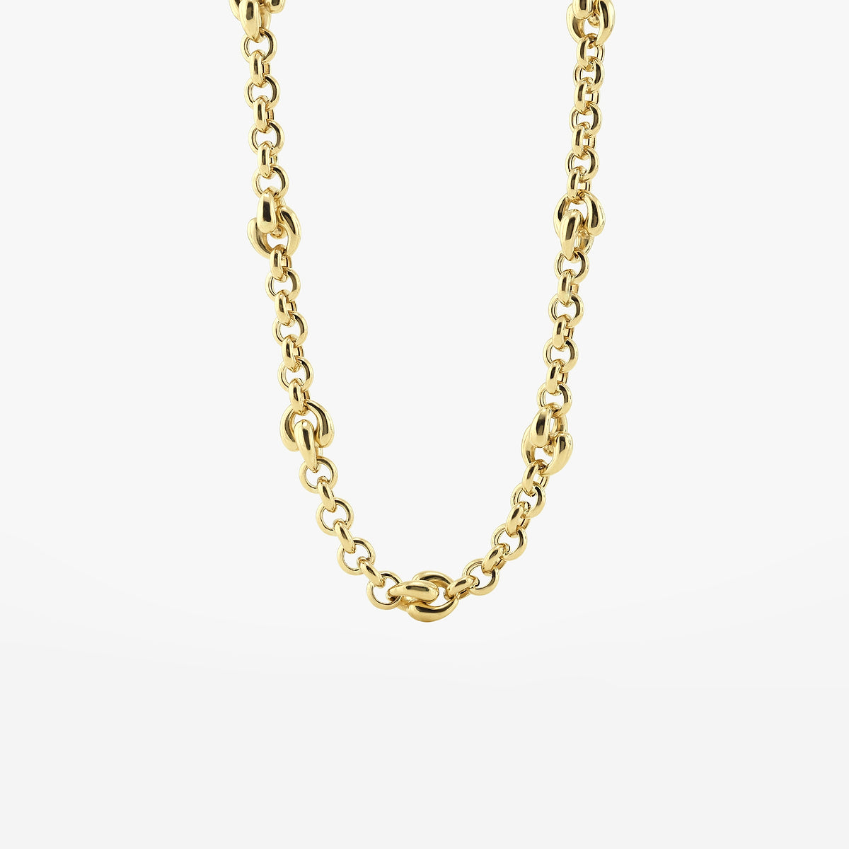 Plain Gold Link Necklace in 14K Yellow Gold