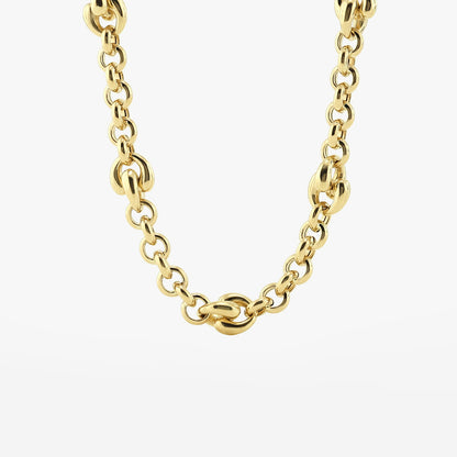 Plain Gold Link Necklace in 14K Yellow Gold
