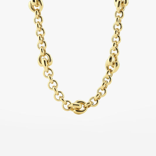 Plain Gold Link Necklace in 14K Yellow Gold