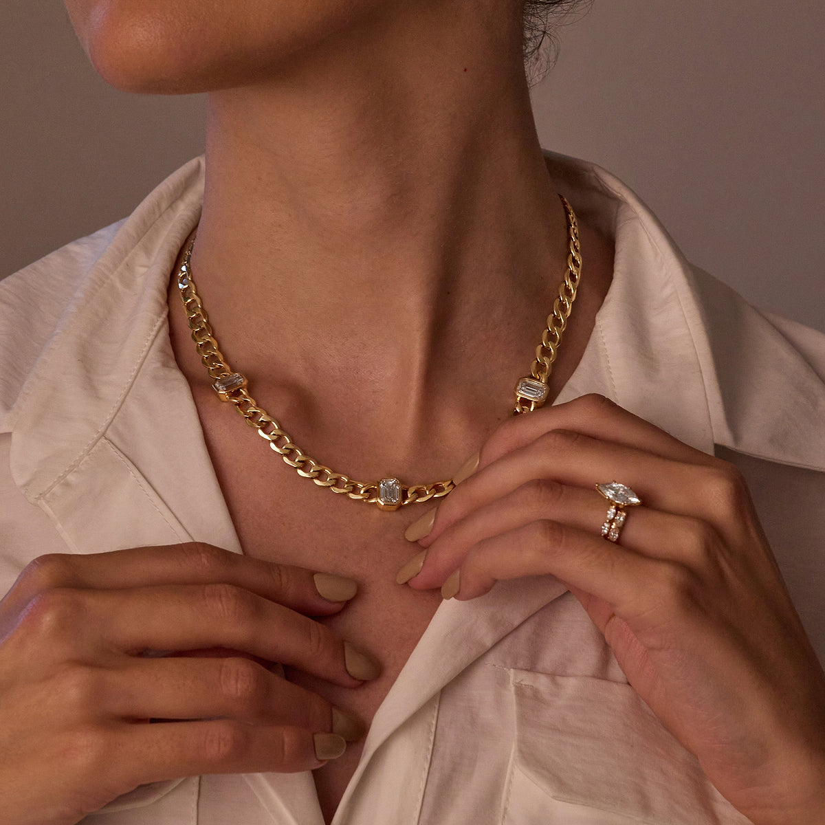 Emerald-Cut Diamond Necklace in 14K Yellow Gold - 6 CTW | E, VS1