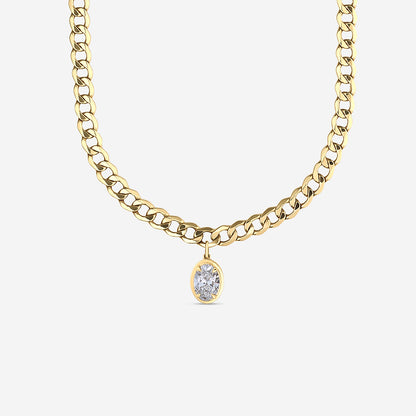 Oval Diamond Solitaire Necklace