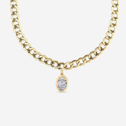 Oval Diamond Solitaire Necklace
