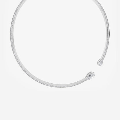 12 ctw Pear Lab Grown Diamond Open Pave Necklace    14K White Gold, E, VS1