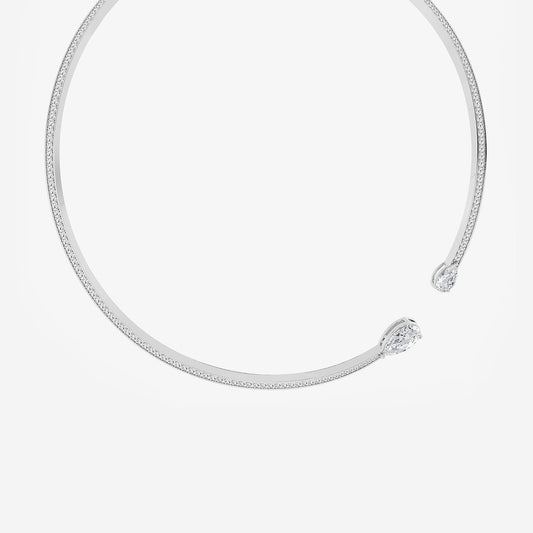 12 ctw Pear Lab Grown Diamond Open Pave Necklace    14K White Gold, E, VS1