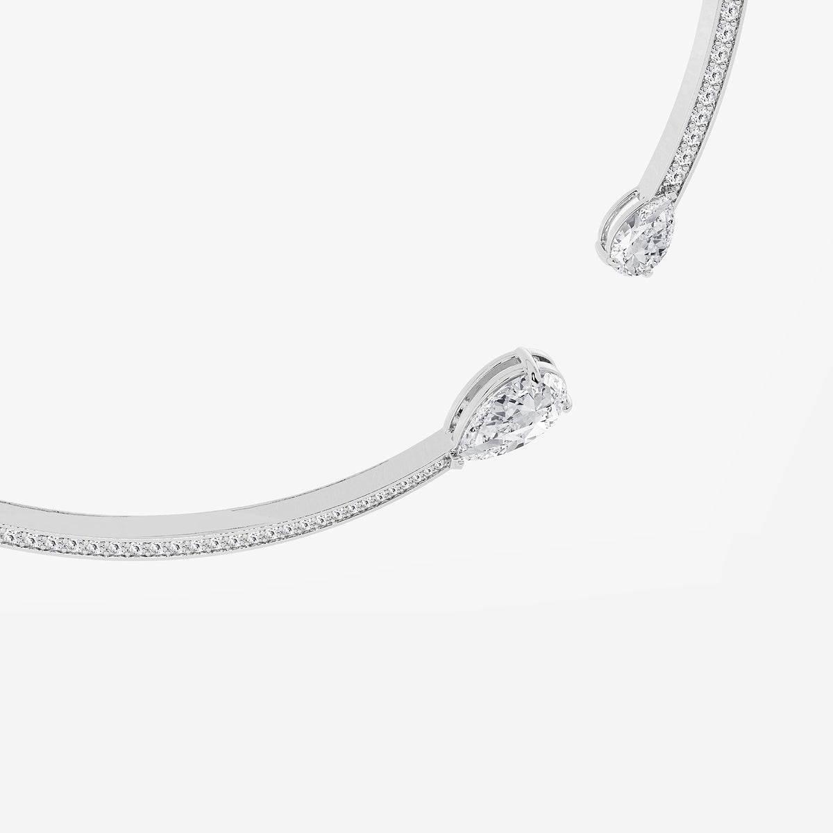 12 ctw Pear Lab Grown Diamond Open Pave Necklace    14K White Gold, E, VS1