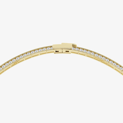 13 ctw Pear Lab Grown Diamond Pave Curve Drop Necklace    14K Yellow Gold, E, VS1| 5 ct Center