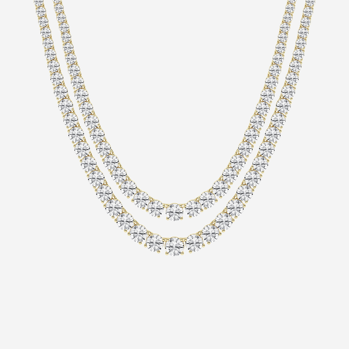 Round Diamond Double Row Tennis Necklace