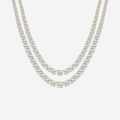 Round Diamond Double Row Tennis Necklace