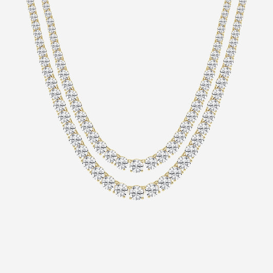 Round Diamond Double Row Tennis Necklace