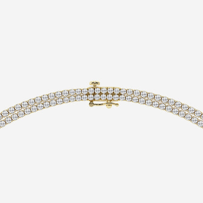 Round Diamond Double Row Tennis Necklace