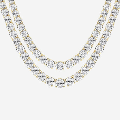 Round Diamond Double Row Tennis Necklace