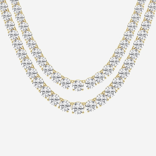 Round Diamond Double Row Tennis Necklace
