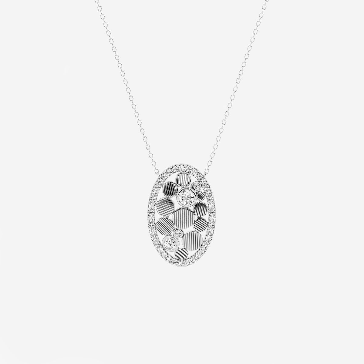 Oval Pebbles Diamond Pendant in Platinum - 0.74 CTW | DE, VS1