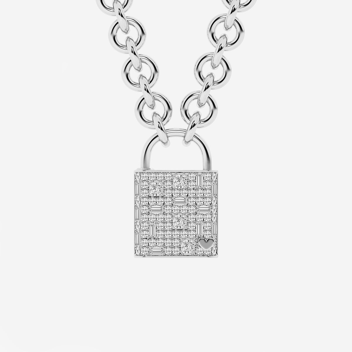 Garibaldi Round & Baguette Diamond Scatter Lock Pendant