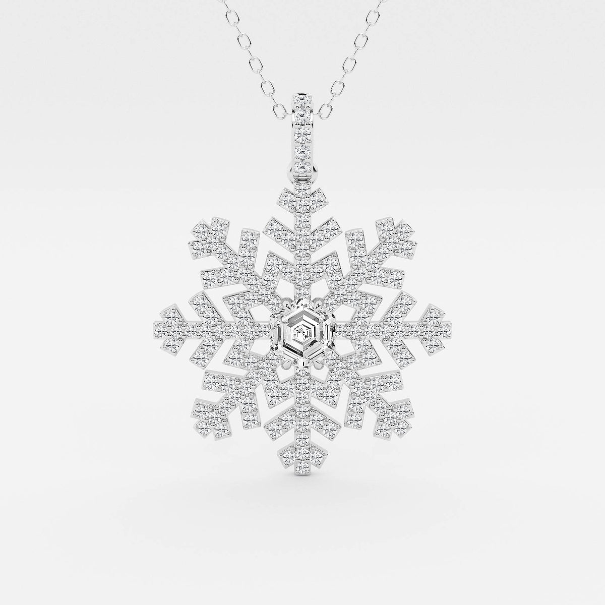 Hexagon Diamond Snowflake Pendant