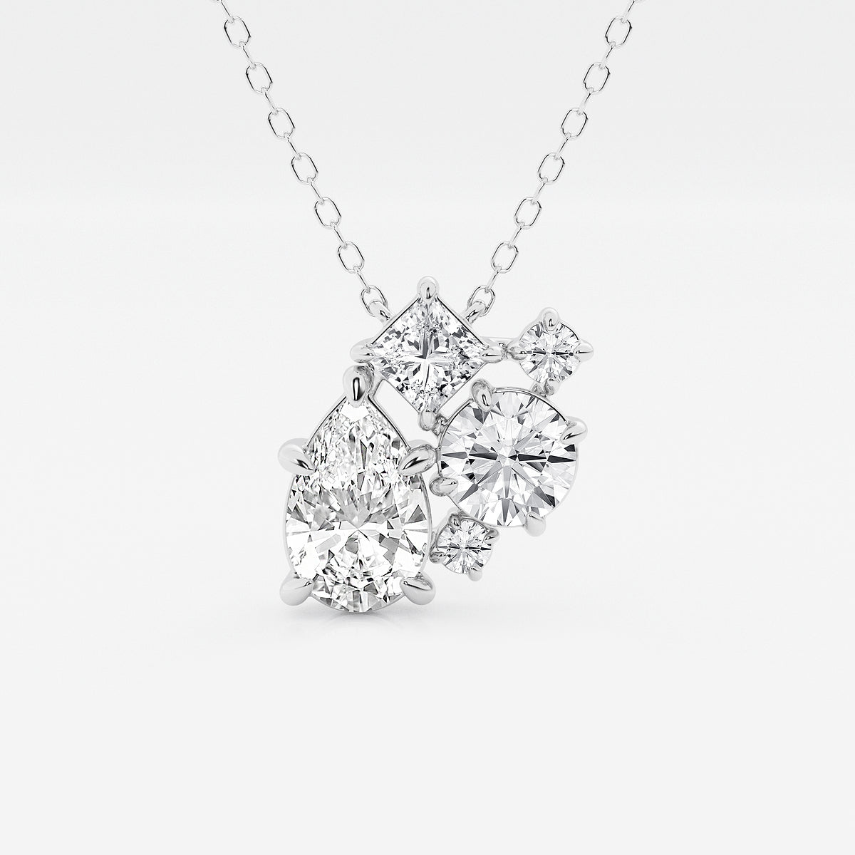 Mosaic Five Stone Diamond Pendant in Platinum - 2 CTW | E, VS1 | IGI Certified