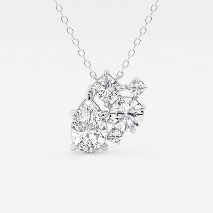 Mosaic Five Stone Diamond Pendant in Platinum - 2 CTW | E, VS1 | IGI Certified