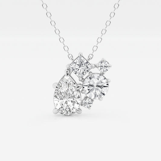 Mosaic Five Stone Diamond Pendant in Platinum - 2 CTW | E, VS1 | IGI Certified