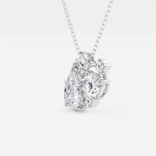 Mosaic Five Stone Diamond Pendant in Platinum - 2 CTW | E, VS1 | IGI Certified
