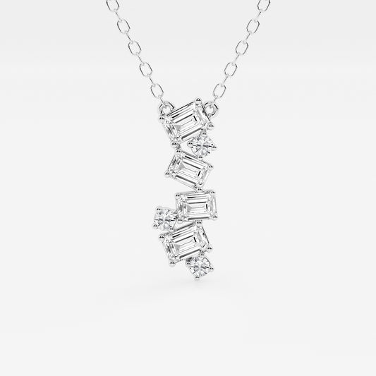 Emerald & Round Diamond Cascade Pendant in Platinum - 0.49 CTW | DE, VS1